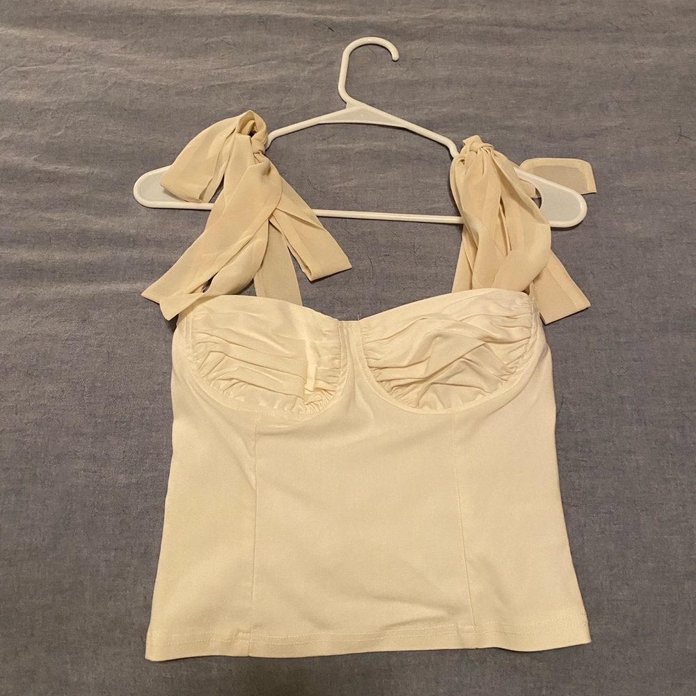 Verge Girl Cream Bustier Ribbon Top size S